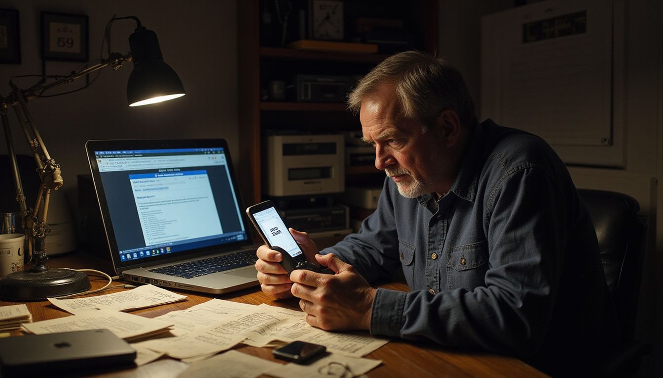 A man struggles with technology and regret over a smartphone sale.